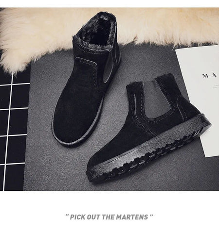 2025 New Men Boots Winter Warm Plush High Tops Leather Casual Shoes Outdoor Fashion Snow Boots
