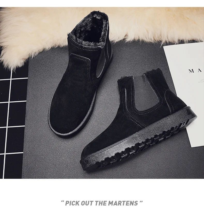2025 New Men Boots Winter Warm Plush High Tops Leather Casual Shoes Outdoor Fashion Snow Boots