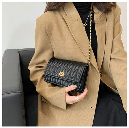 New Fashion Women's Shoulder Bag Simple Chain Texture Small Square Bag Light Luxury Party Crossbody Bag Purses and Handbags