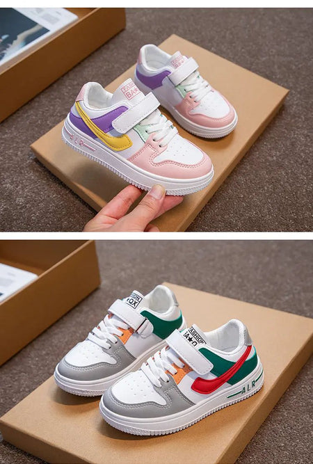 Children's Sneakers Kids Fashion Design White Non-slip Casual Shoes Boys Girls Hook Breathable Sneakers Toddler Outdoor Shoes
