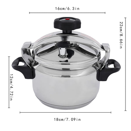 Aluminum Pressure Cooker Induction Compatible Cookware with Spring Valve Safeguard Devices 3L/3.17Qt Capacity For Electric, Gas