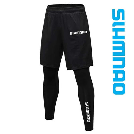 2025 Men's Outdoor Casual Quick Drying Fishing Pants, Cycling, Hiking, and Tight Elastic Two-piece Fitness Running Pants