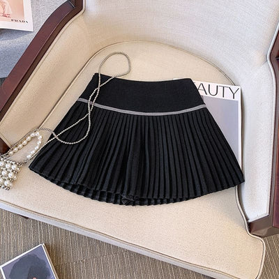 Plaid Pleated Mini Skirt Thick Wool Short Skirt High Waist Box-pleat Miniskirt for Women Teen-girl Preppy Style Outfit