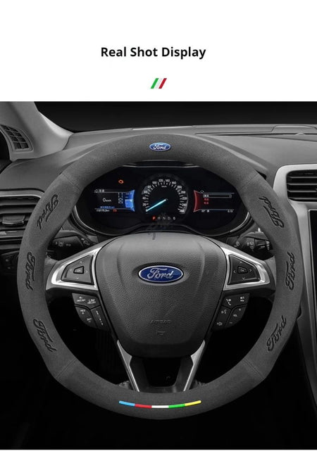 Car Suede Anti-slip Steering Wheel Cover For Ford Mondeo Focus Raptor Puma Edge Explorer Ecosport Ranger F150 Kuga Fiesta Fusion