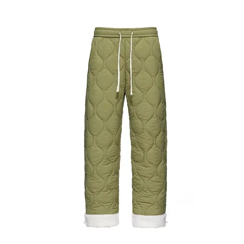 Winter Down Pants Men's Trendy Ski Waterproof Thick Fleece Warm Straight Cotton Trousers Women's Casual Cold-proof Padded Pants
