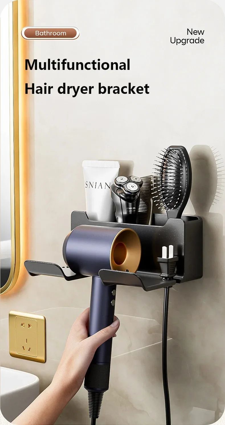 Hair Dryer Holder Wall Dryer Cradle Straightener Stand Hairdryer Organizer Box Toilet Blower Holder Shelf Bathroom Accessories