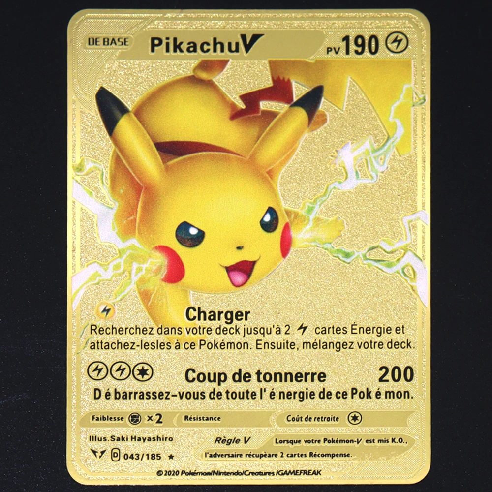 Pokemon 183200 Points High Hp  Gold Black English French Metal Cards Vmax Mega GX Game Collection Cards Charizard Pikachu Mewtwo