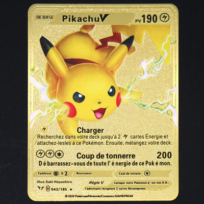 Pokemon 183200 Points High Hp  Gold Black English French Metal Cards Vmax Mega GX Game Collection Cards Charizard Pikachu Mewtwo