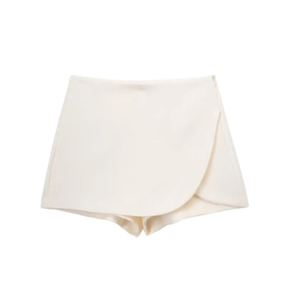 Willshela Women Fashion Solid Side Zipper Skirts Shorts Vintage High Waist Female Chic Lady Shorts