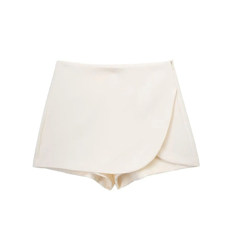 Willshela Women Fashion Solid Side Zipper Skirts Shorts Vintage High Waist Female Chic Lady Shorts