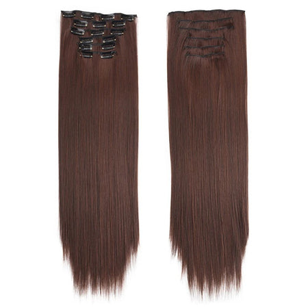16 Clips in Hair Extensions 24Inchs Long Straight Hairstyle Synthetic Blonde Black Hairpieces Heat Resistant Fake Hair 6Pcs/Set