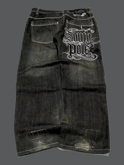 Streetwear New Fashion Oversized Embroidered Baggy Jeans Female Y2K Harajuku Hiphop Retro Gothic High Waist Wide-leg Pants Pants