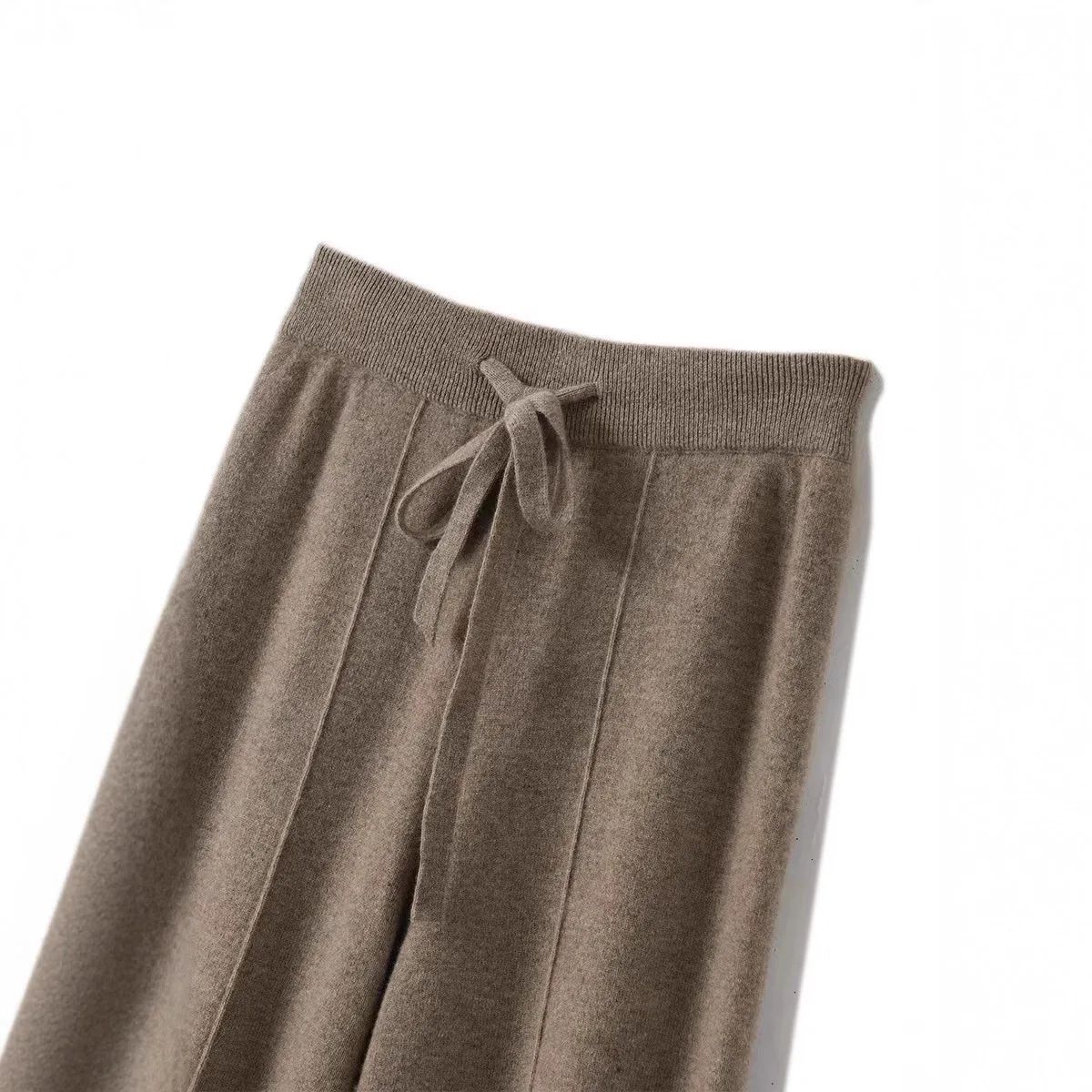 High Waist Knitted Woolen Wide Leg Pants Autumn Winter New Style Drapey Floor-Length Casual Trousers Skin-friendly Warm