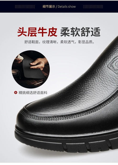 Men Genuine Leather Businenss Loafers Handmade Shoes Non-slip Man Flat Driving Walking Man Soft Luxury Dad Dress Office Shoes