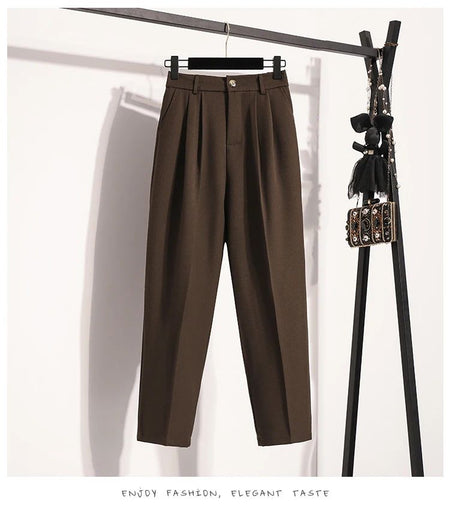 Plus Size Pants Woman 2025 Autumn Winter New Arrival High Waist Suit Pants High Quality Korean Style Straight Trousers