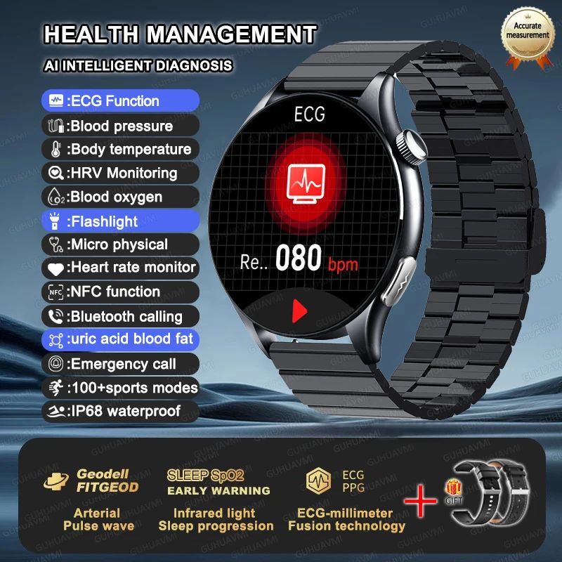 XIAOMI 704505 New ECG+PPG Smartwatch Precise Uric Acid Blood Lipids Pressure Body Analysis Smart Watch Men BT Call NFC Watches