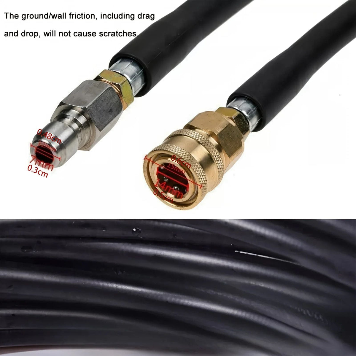 High Pressure Washer Hose 50FT 3/8" QC Power Washer Extension Tube, Kink Resistant High Tensile Wire Braided, 1600PSI Power