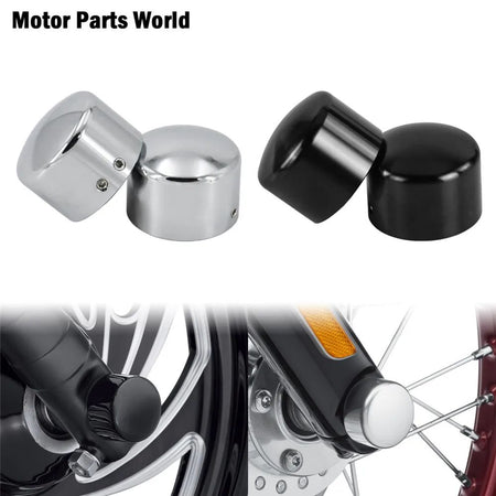 2pcs Motorcycle Front Axle Nut Cover Cap Bolt Black/Chrome For Harley Touring Softail Breakout Dyna Street Bob V-Rod Sportster