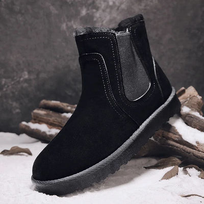 2025 New Men Boots Winter Warm Plush High Tops Leather Casual Shoes Outdoor Fashion Snow Boots