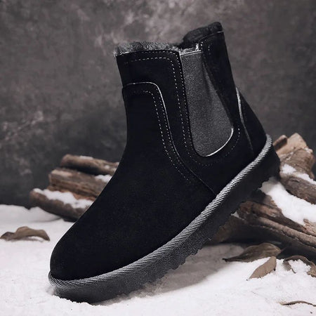 2025 New Men Boots Winter Warm Plush High Tops Leather Casual Shoes Outdoor Fashion Snow Boots