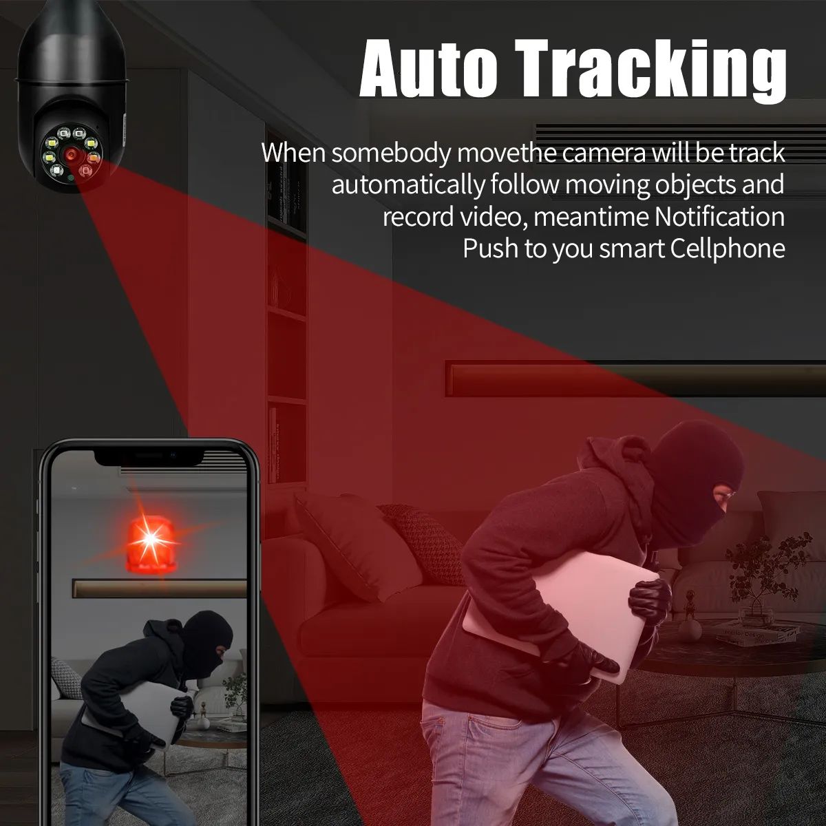 Tuya 5MP 5G E27 Bulb Security Monitor Cam Wireless Automatic Human Tracking Night Vision Full Colour Surveillance Camera