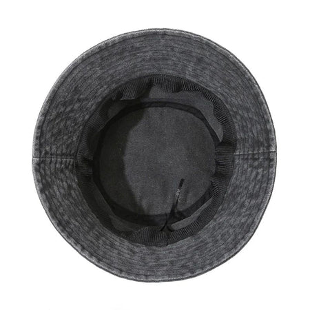 Panda Embroidery Washed Cotton Bucket Hat for Men Women Vintage Wide Brim Sun Protection Adjustable Outdoor Fishing Beach Cap