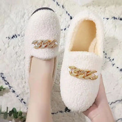 Womens Winter Slippers Warm Short Plush House Shoes Laides Slip on Moccassins Fashion Lady Flats Loafers Non Slip