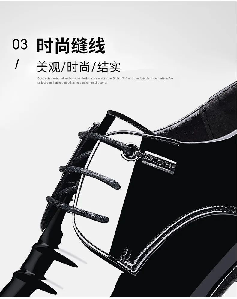 Luxury Business Oxford Leather Shoes Men Breathable Patent Leather Formal Shoes Plus Size Man Office Wedding Flats Male Black