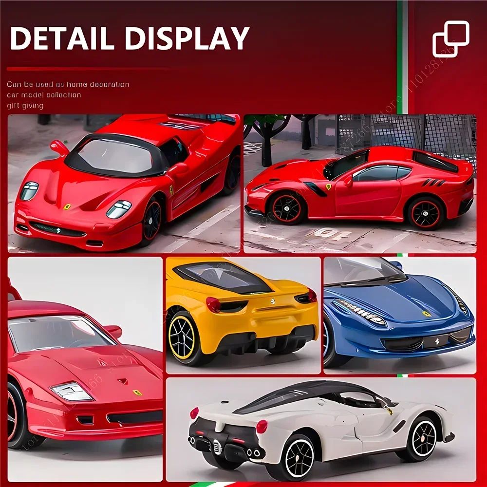Bburago 1:64 Ferrari Enzo Replica Car Model Scale F40 F50 458 488 296 Diecast Traffic Miniature Art Figure Kid Boy Toy