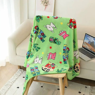 Cartoon Crayon Shinchan Flannel Blanket Single Size Sleeping Blanket Comfort Japanese Style Blanket Bedroom Bedspread Girl Kids