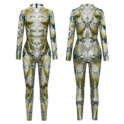 Halloween Animal Jumpsuit Snake Cosplay Costume Tiger Bodysuit Spandex Jumpsuit Party Carnival Stage Performance Dress Up