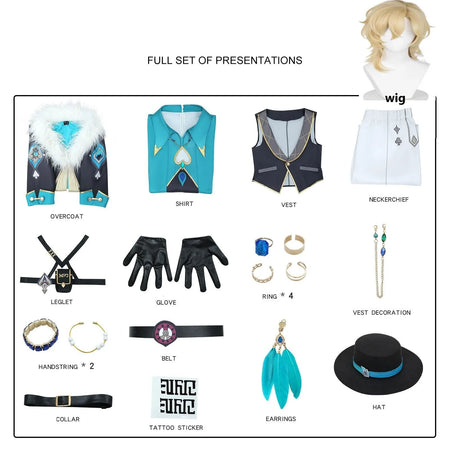 Aventurine Cosplay Costume Wig for Game Honkai: Star Rail Costume Handsome Fashion Combat Role Play Carnival Outfits with Hat