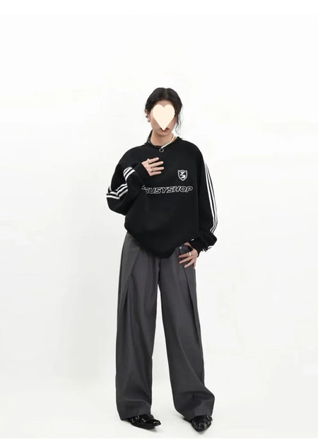 American Style High Waist Draped Suit Pants Women's Spring Autumn Loose Trendy Versatile Wide Leg Casual Floor Length Straight L