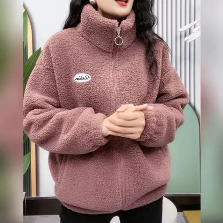 Plus Size Thickened Lamb Fur Cotton Jacket Warm Fashionable Mid-aged And Elderly Women's Outerwear Particle Fleece Thick Coat