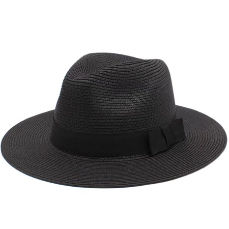 Large Size 56-58 59-60cm New Natural Panama Straw Hat Summer Men Women Wide Brim Beach UV Protection Fedora Sun Hat Wholesale