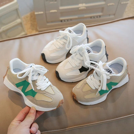 Children's Spring New Leather Upper Sneakers Kids Non-Slip Casual Shoes Boys Girls Soft Sole Students Tennis Toddler Sport Shoes