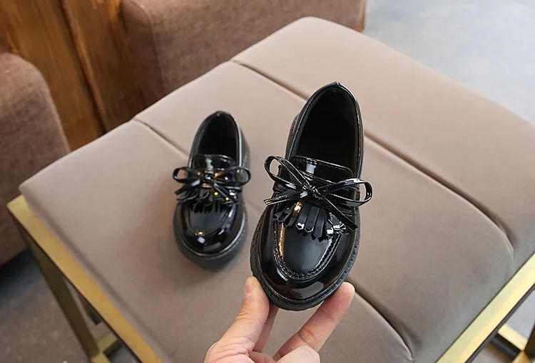 Children Tassel Princess Shoes School Party Wedding Dress Mary Jane PU Leather Shoes Girls Breathable Anti-skid Slip on Shoes