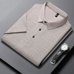 2024 Men's New Printed Business Casual Short sleeved POLO Shirt Fashion Short sleeved Comfortable and Breathable Top