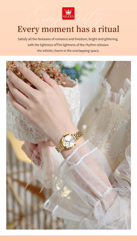 OLEVS 9992 Luxury Women's Watches Elegant Luxury Gold Watch for Women Quartz Waterproof Wristwatches Ladies Relojes Para Mujer