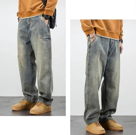 Men's Jeans Retro Cargo Trousers Straight Man Cowboy Pants Punk Washed Luxury Designer 2025 Trend Y2k Vintage Korean Style Baggy