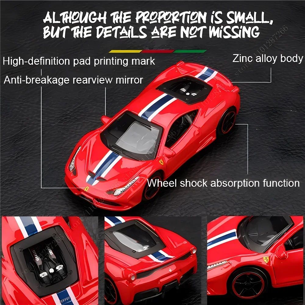 Bburago 1:64 Ferrari Enzo Replica Car Model Scale F40 F50 458 488 296 Diecast Traffic Miniature Art Figure Kid Boy Toy