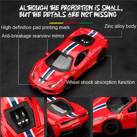 Bburago 1:64 Ferrari Enzo Replica Car Model Scale F40 F50 458 488 296 Diecast Traffic Miniature Art Figure Kid Boy Toy