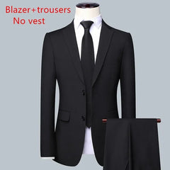High quality Men Solid color Business - stylish handsome groom best man wedding dress 3/2/1 Single piece optional