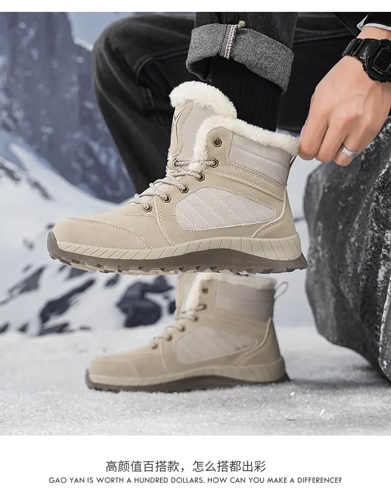 Men Women Waterproof Winter Boots Snow Barefoot Casual Shoes Outdoor Warm Work Shoes Ankle Shoes for Trekking Climbing Hiking