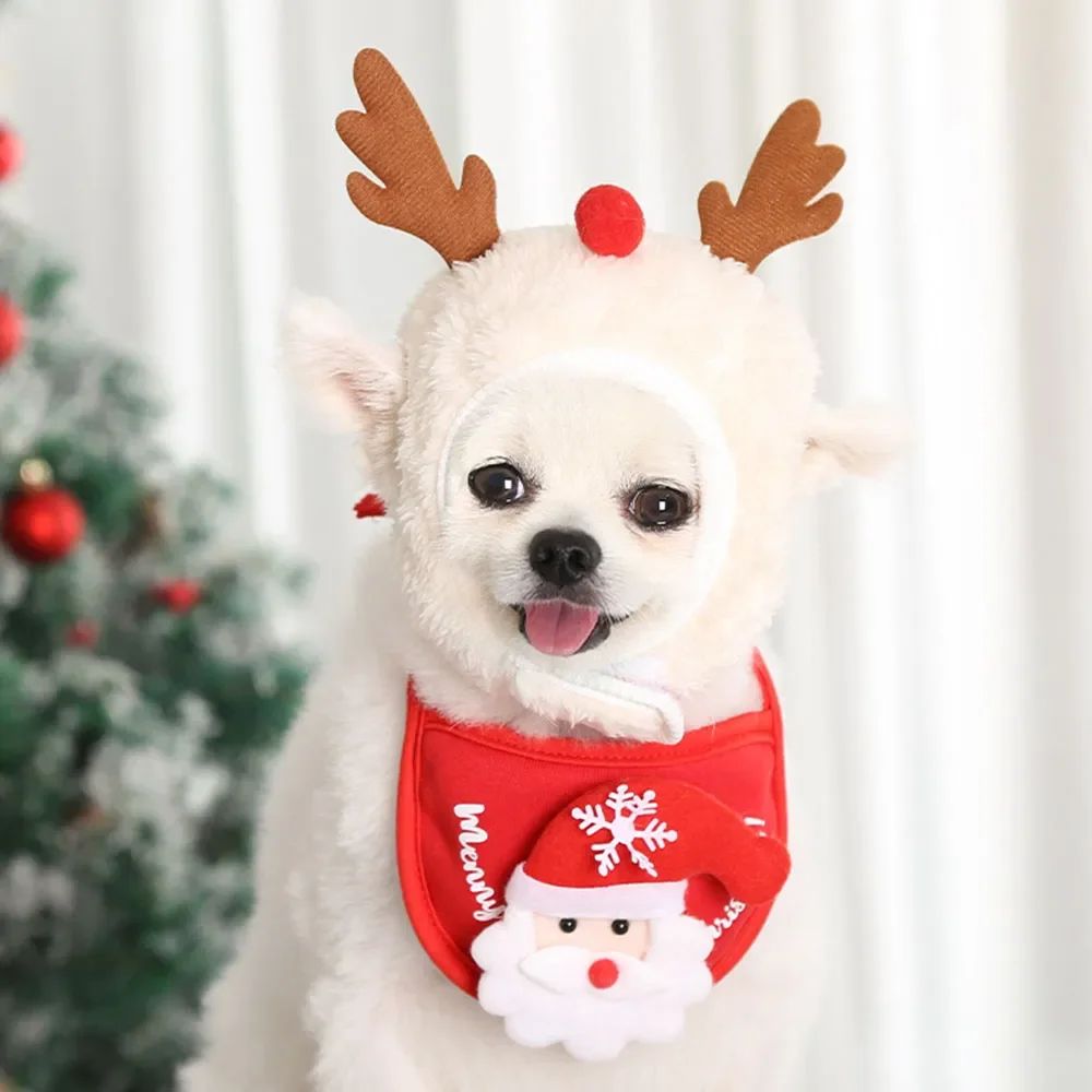 1Pcs Funny Dog Christmas Hat Pets Santa Bibs New Year Party Cosplay Costume Puppy Cap Cute Cats Bandana Clothes Accessories Gift
