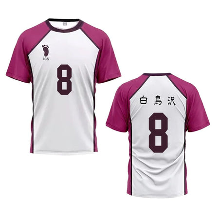 Haikyuu Jersey Japanese Anime Cosplay Tops Shiratorizawa Academy Volleyball Uniform Wakatoshi Ushijima Loose Sports T Shirt