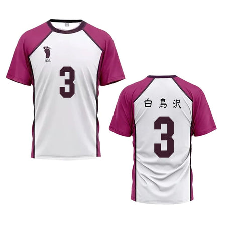 Haikyuu Jersey Japanese Anime Cosplay Tops Shiratorizawa Academy Volleyball Uniform Wakatoshi Ushijima Loose Sports T Shirt