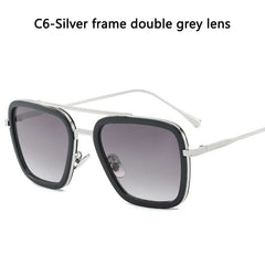 Sun Glasses Fashion Square frame Tony Stark Style Women Sunglasses Men Square Brand Design Sun Glasses Oculos Retro Male Iron