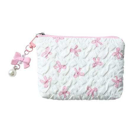 1PC Color Bow Canvas Large Capacity Lipstick Air Cushion Storage Bags Women's Makeup Bag Commuter Handbag Travel Toiletry Bags