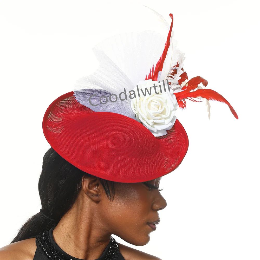 Navy Mesh Fascinator Wedding Women Hat Ladies Royal Ascot Headpiece For Festival Party Pillbox Cap Flower Headwear Church Event